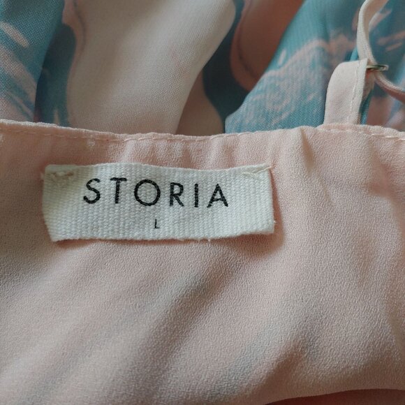 Storia Watercolor Feminine Girly Babydoll Ruffle Tiered Soft Girl Mini Dress L - Picture 4 of 14